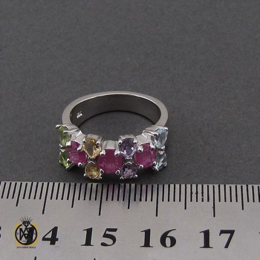 انگشتر یاقوت سرخ، سیترین، توپاز، آمتیست و زبرجد طرح ساناز زنانه - کد 2280 - تصویر 4