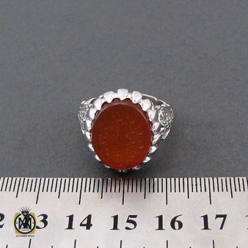 انگشتر عقیق یمن با حکاکی ماشاالله لا قوه الا بالله ان ترن انا اقل منک مالا و ولدا مردانه – کد 10508 - تصویر 4