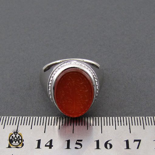 انگشتر عقیق یمن با حکاکی ماشاالله لا قوه الا بالله ان ترن انا اقل منک مالا و ولدا مردانه – کد 10509 - تصویر 4