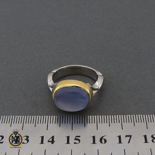 انگشتر عقیق کبود یمن مردانه دست ساز طرح صفوی - کد 10654 - تصویر 4