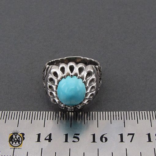 انگشتر فیروزه نیشابوری مردانه خوش رنگ هنر دست استاد احمدی - کد 10658 - تصویر 6