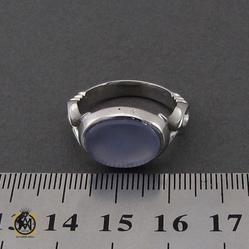 انگشتر عقیق کبود یمن مردانه دست ساز طرح صفوی - کد 10664 - تصویر 4