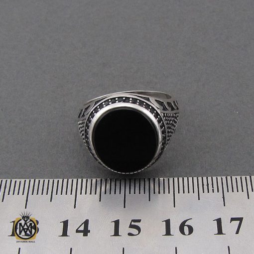 انگشتر عقیق مشکی مردانه - کد 10667 - تصویر 4
