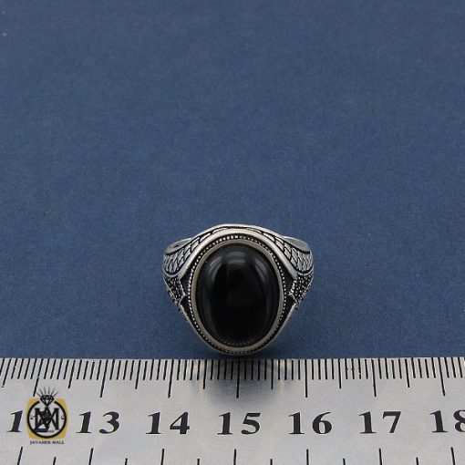 انگشتر عقیق مشکی مردانه - کد 10673 - تصویر 4