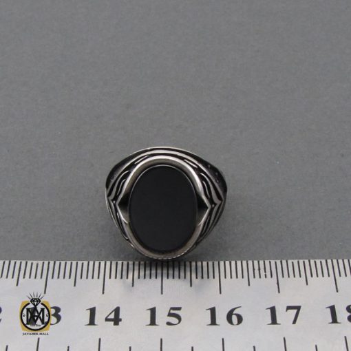 انگشتر عقیق مشکی مردانه - کد 10675 - تصویر 4