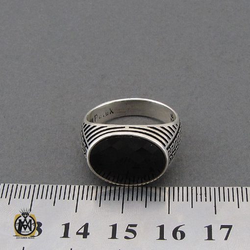 انگشتر عقیق مشکی مردانه طرح صفوی - کد 10677 - تصویر 4
