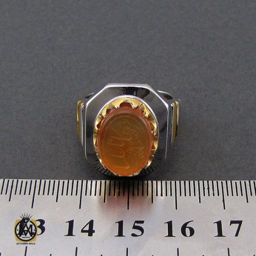 انگشتر عقیق یمن با حکاکی ورفعناه مکانا علیا مردانه – کد 10515 - تصویر 4