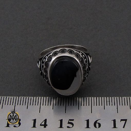 4 انگشتر عقیق شجر دور نگین دار آب رادیوم مردانه - کد 10682 - تصویر 4