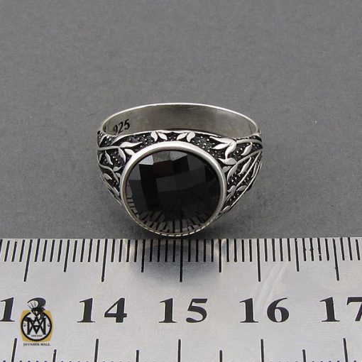انگشتر عقیق مشکی مردانه - کد 10688 - تصویر 4