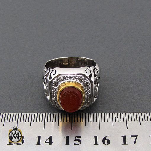 انگشتر عقیق یمن با حکاکی و من یتق الله استاد ضابطی مردانه – کد 10516 - تصویر 4