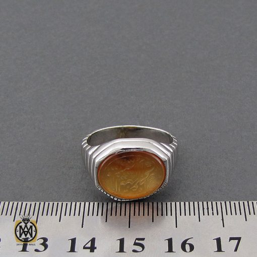 انگشتر عقیق یمن با حکاکی شرف الشمس و یا بقیه الله الاعظم طرح صفوی مردانه – کد 10527 - تصویر 4