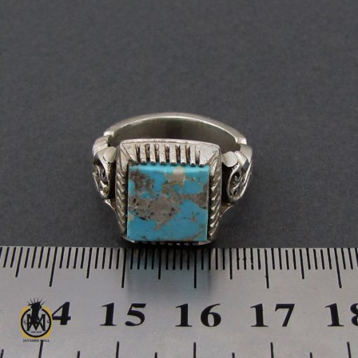 انگشتر فیروزه نیشابوری مردانه دست ساز – کد 10544 - تصویر 4