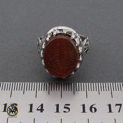 4 انگشتر عقیق یمن با حکاکی ماشاالله لا قوه الا بالله ان ترن انا اقل منک مالا و ولدا مردانه – کد 10546 - تصویر 4