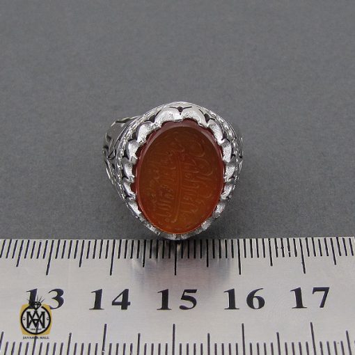 انگشتر عقیق یمن با حکاکی ماشاالله لا قوه الا بالله ان ترن انا اقل منک مالا و ولدا مردانه دست ساز – کد 10547 - تصویر 4