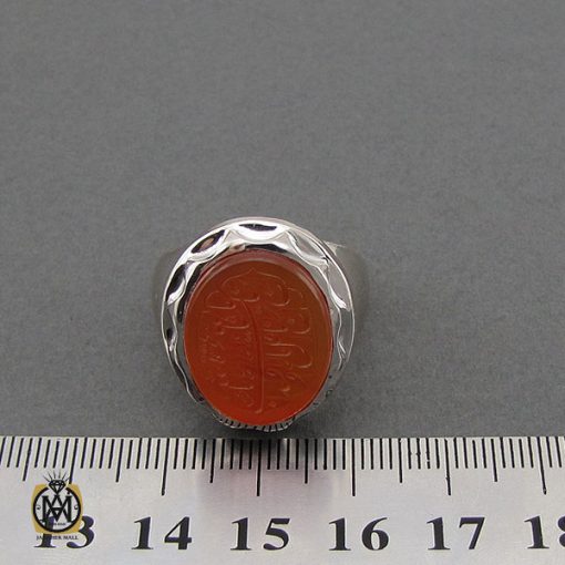 انگشتر عقیق یمن با حکاکی ماشاالله لا قوه الا بالله ان ترن انا اقل منک مالا و ولدا مردانه – کد 10561 - تصویر 4