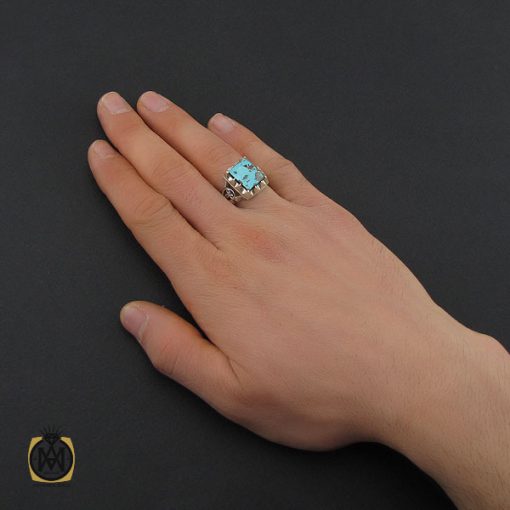 انگشتر فیروزه نیشابوری مردانه دست ساز– کد 10505 - تصویر 5