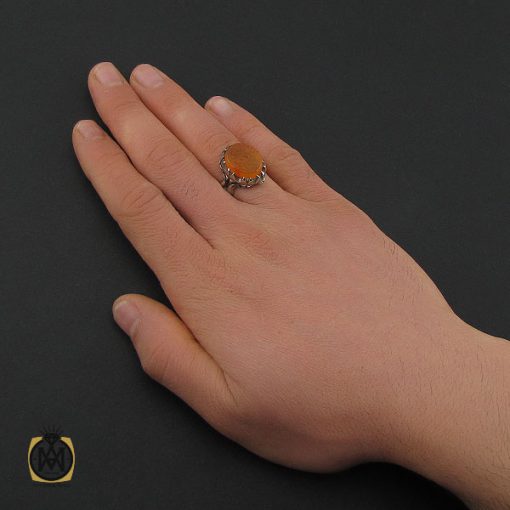 انگشتر عقیق یمن با حکاکی يا قاسم ابن الحسن مردانه – کد 10570 - تصویر 5