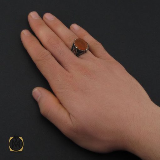 انگشتر عقیق یمن با حکاکی یا من هو بمن رجاه کریم مردانه – کد 10583 - تصویر 5