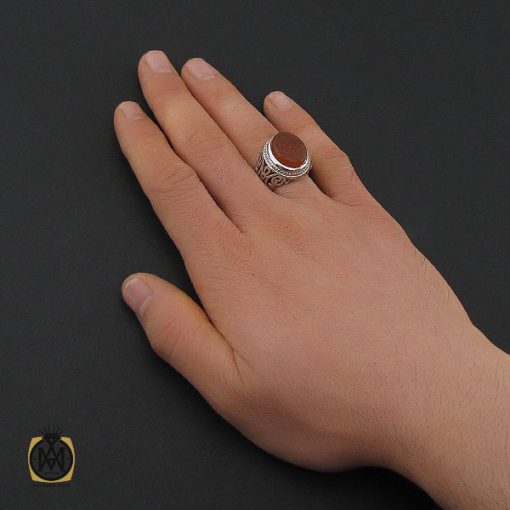 انگشتر عقیق یمن با حکاکی انا مدینة العلم وعلی بابها مردانه – کد 10592 - تصویر 5