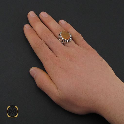 انگشتر عقیق یمن با حکاکی یا قوی مردانه – کد 10594 - تصویر 5