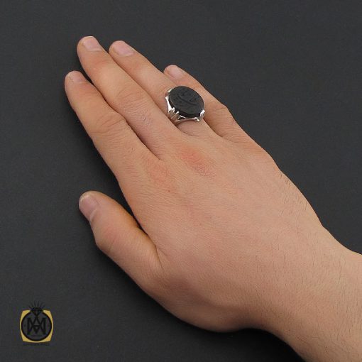 5 انگشتر یشم مرغوب با حکاکی یا فاطمه الزهرا مردانه – کد 10622 - تصویر 5