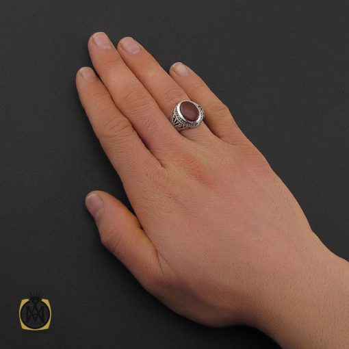 5 انگشتر عقیق یمن مردانه دست ساز - کد 10624 - تصویر 5