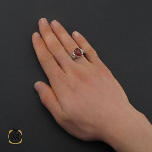 5 انگشتر عقیق یمن خوش رنگ مردانه دست ساز - کد 10632 - تصویر 5