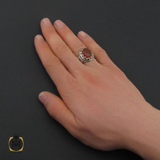 انگشتر عقیق یمن خوش رنگ مردانه هنر دست استاد احمدی - کد 10636 - تصویر 5