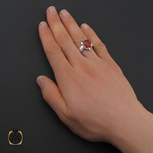 انگشتر عقیق یمن خوش رنگ مردانه هنر دست استاد قاسمی - کد 10638 - تصویر 5