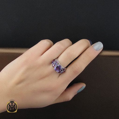 انگشتر آمتیست و یاقوت سرخ طرح پانیذ زنانه - کد 2274 - تصویر 5