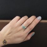 5 انگشتر زمرد زنانه طرح پیچک - کد 2285 - تصویر 5