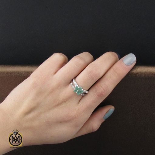 انگشتر زمرد زنانه طرح پیچک - کد 2285 - تصویر 5