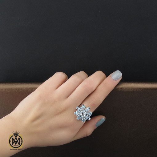 انگشتر توپاز آبی طرح ثمین زنانه - کد 2286 - تصویر 5