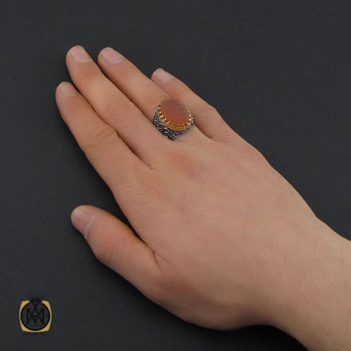 5 انگشتر عقیق یمن با حکاکی سلام علی آل یاسین مردانه – کد 10513 - تصویر 5