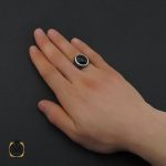 انگشتر نقره عقیق مشکی فانتزی مردانه - کد 10669 - تصویر 5