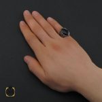 انگشتر عقیق مشکی مردانه - کد 10671 - تصویر 5