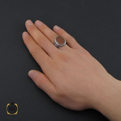 انگشتر عقیق یمن با حکاکی یا امام حسن مردانه – کد 10514 - تصویر 5