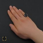 5 انگشتر عقیق مشکی مردانه - کد 10678 - تصویر 5