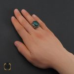 5 انگشتر مردانه نقره با سنگ عقیق سبز رنگ اصل - کد 10687 - تصویر 5