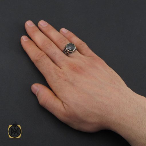 انگشتر عقیق مشکی مردانه - کد 10688 - تصویر 5