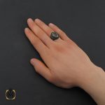 5 انگشتر عقیق مشکی مردانه - کد 10689 - تصویر 5