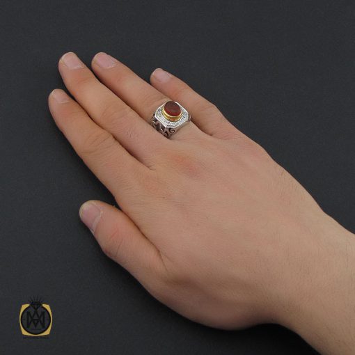 انگشتر عقیق یمن با حکاکی و من یتق الله استاد ضابطی مردانه – کد 10516 - تصویر 5