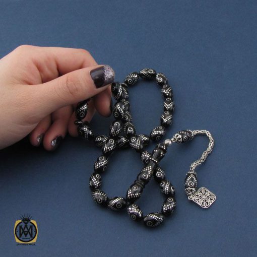 5 تسبیح 33 دانه یسر حجاز نقره کوب و مرغوب  - کد 4339 - تصویر 5