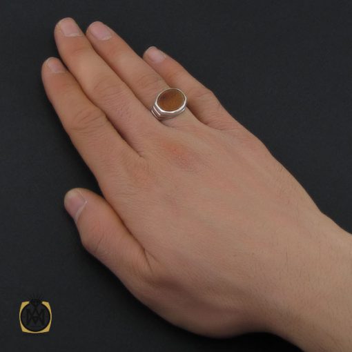 انگشتر عقیق یمن با حکاکی شرف الشمس و یا بقیه الله الاعظم طرح صفوی مردانه – کد 10527 - تصویر 5