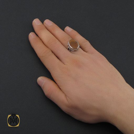 انگشتر عقیق یمن با حکاکی شرف الشمس و علی رکن الایمان مردانه – کد 10535 - تصویر 5