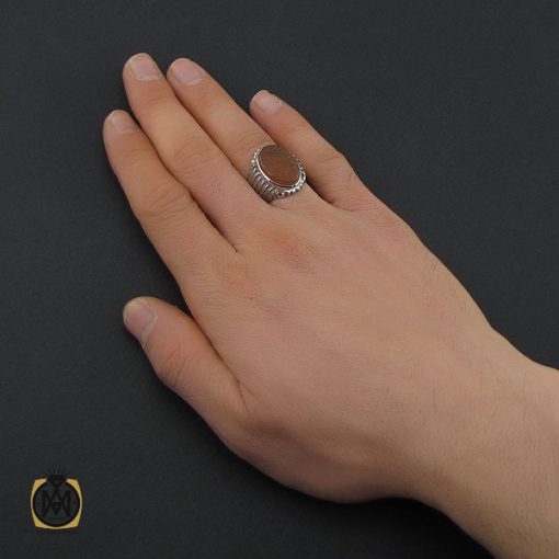 انگشتر عقیق یمن با حکاکی شرف الشمس و یا اباالقاسم یا رسول الله مردانه – کد 10539 - تصویر 5