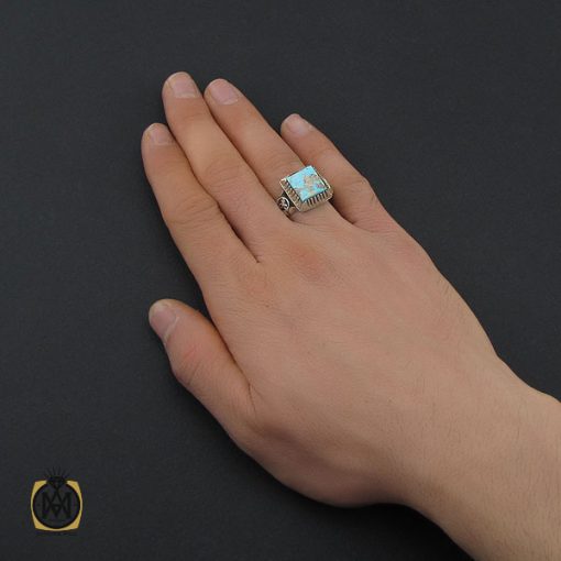 انگشتر فیروزه نیشابوری مردانه دست ساز – کد 10544 - تصویر 5