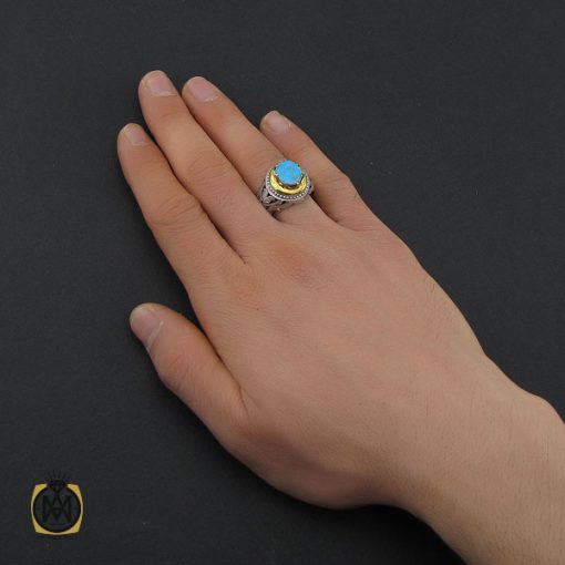 انگشتر فیروزه نیشابوری مردانه خوش طبع – کد 10545 - تصویر 5