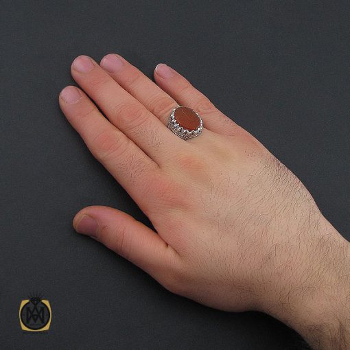 انگشتر عقیق یمن با حکاکی ماشاالله لا قوه الا بالله ان ترن انا اقل منک مالا و ولدا مردانه دست ساز – کد 10547 - تصویر 5