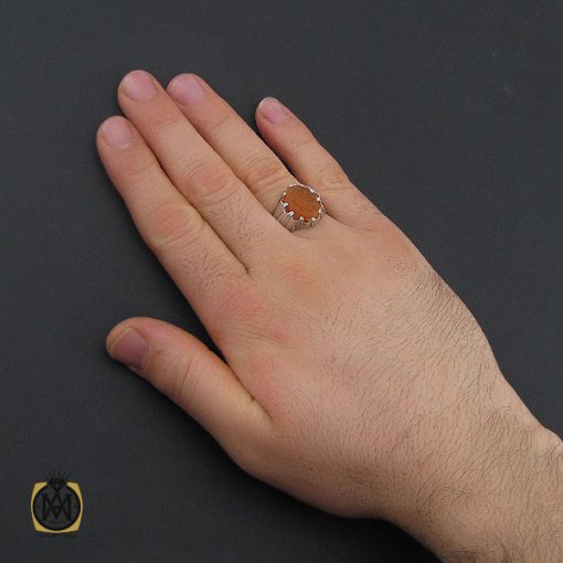 5 انگشتر عقیق یمن با حکاکی یا عقیله العرب مردانه دست ساز – کد 10554 - تصویر 5